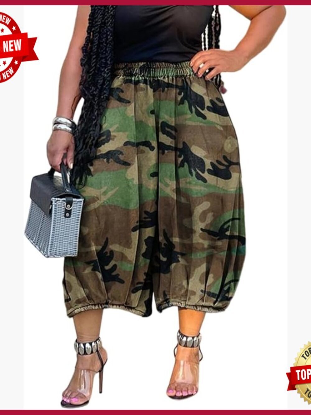 High Waist Wide Leg Camo Cargo Jeans Baggy Fatigue Pants Trousers